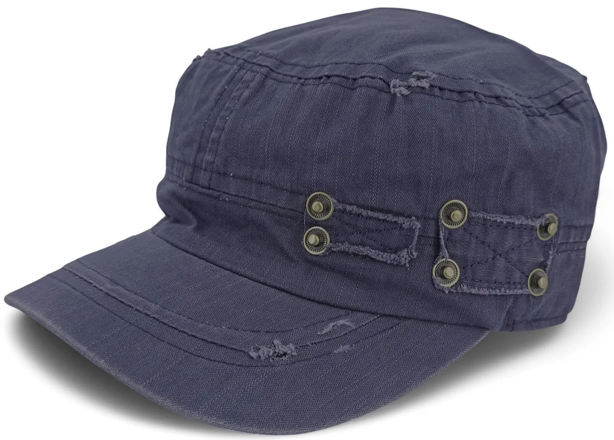 styleBREAKER Czapka wojskowa unisex,bawełna, styl destroyed, Granatowy