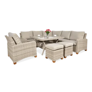 Narożnik z technorattanu TOLEDO DINING Beige - Meble ogrodowe - miniaturka - grafika 1