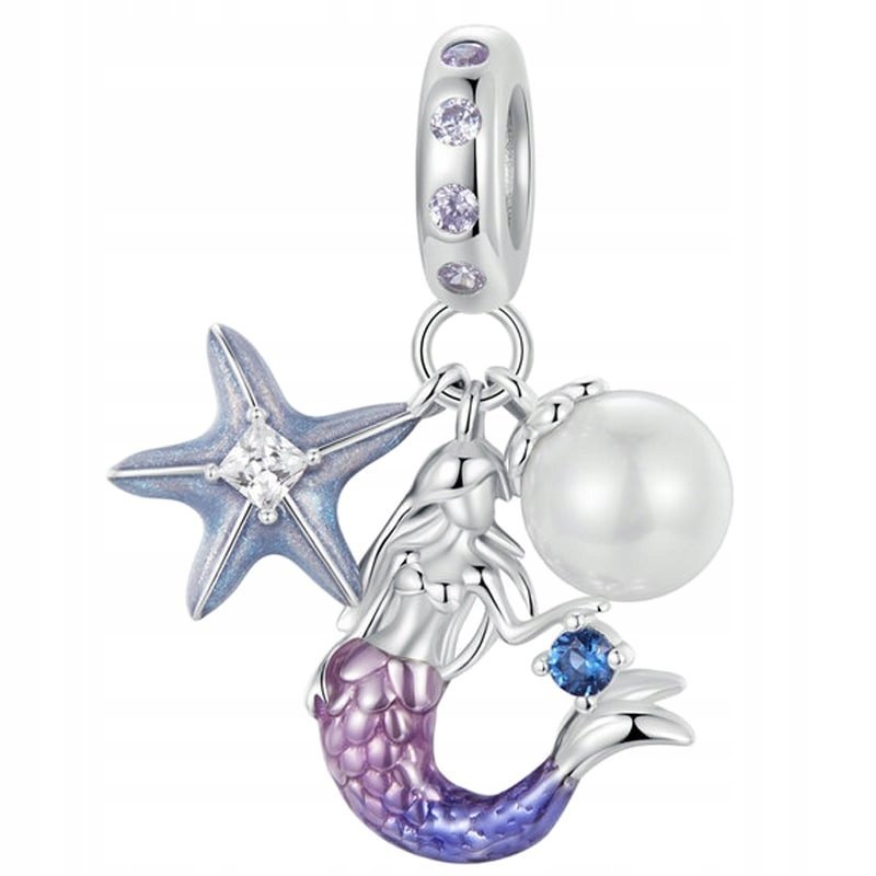 Charms Zawieszka Charms Syrenka Perła Rozgwiazda Srebro 925 Charmsy Trusky