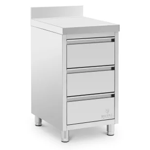 Royal Catering Szafka ze stali nierdzewnej 50 x 60 cm 186 kg 3 szuflady rant - Meble gastronomiczne - miniaturka - grafika 1
