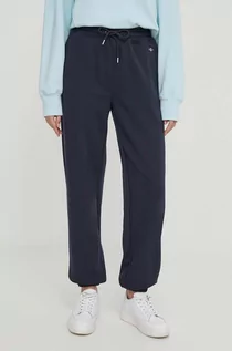 Spodnie damskie - Gant spodnie dresowe kolor granatowy melanżowe - grafika 1
