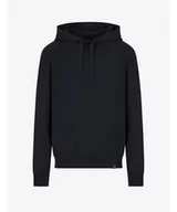 Bluzy męskie - Armani Exchange Męska bluza z kapturem, naszywka z logo na przodzie, czarna, mała - miniaturka - grafika 1