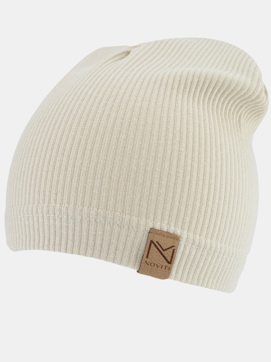 Czapka beanie prążkowana 52-54 jasny beż
