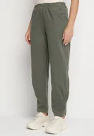 Spodnie damskie - Ciemnozielone Bawełniane Spodnie z Wysokim Stanem Melili - miniaturka - grafika 1