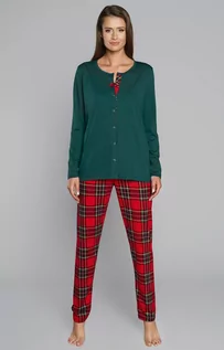 Piżamy damskie - Zorza piżama damska dł.dł., Kolor zielony-kratka, Rozmiar XL, Italian Fashion - grafika 1