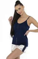 Piżamy damskie - Piżama damska na ramiączka i z krótkimi spodenkami 231, Kolor granatowo-ecru, Rozmiar L, leptir - Intymna - miniaturka - grafika 1