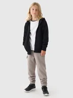Bluzy dla chłopców - 4F Bluza dresowa rozpinana z kapturem chłopięca - głęboka czerń 140 (9-10 lat) - miniaturka - grafika 1