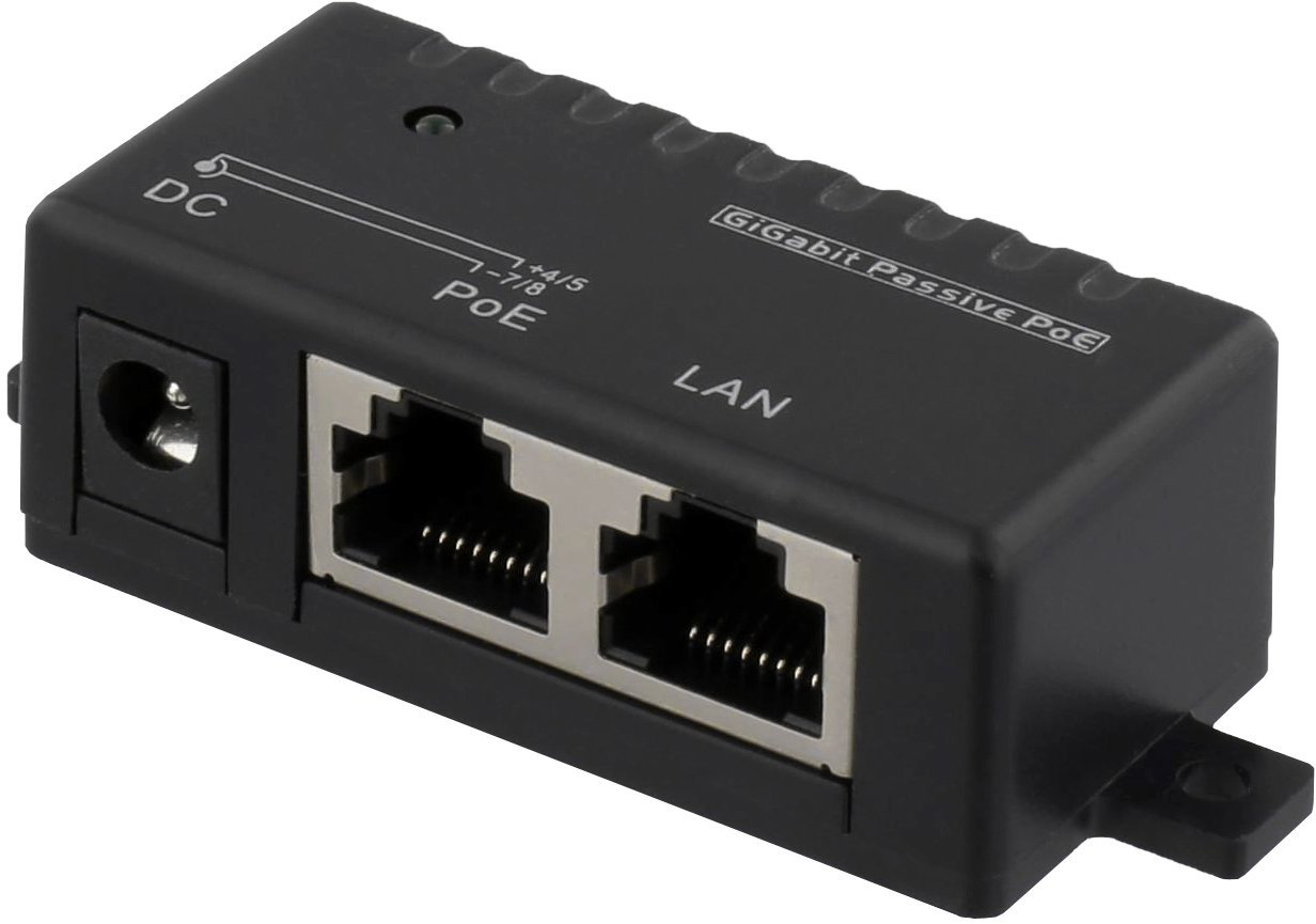 Adapter powerline Deltaco Gigabit Ethernet, 10,100,1000 Mbit/s, Black, 48 V, 5 - 48 V, 1 A POE-109