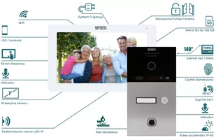 Wideodomofon 2 przewodowy 5TECH TWIN monitor 7" VIRGO ONE(W)/82253 Odcisk palca - Wideodomofony - miniaturka - grafika 4