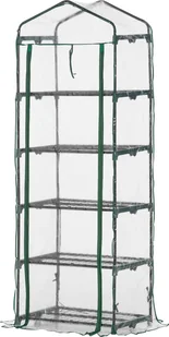 Szklarnia foliowa Outsunny Mini szklarnia z 5 półkami do uprawy kwiatów lub warzyw Przezroczysta + zielona stalowa plastikowa 69 x 49 x 193 cm - Szklarnie ogrodowe - miniaturka - grafika 1