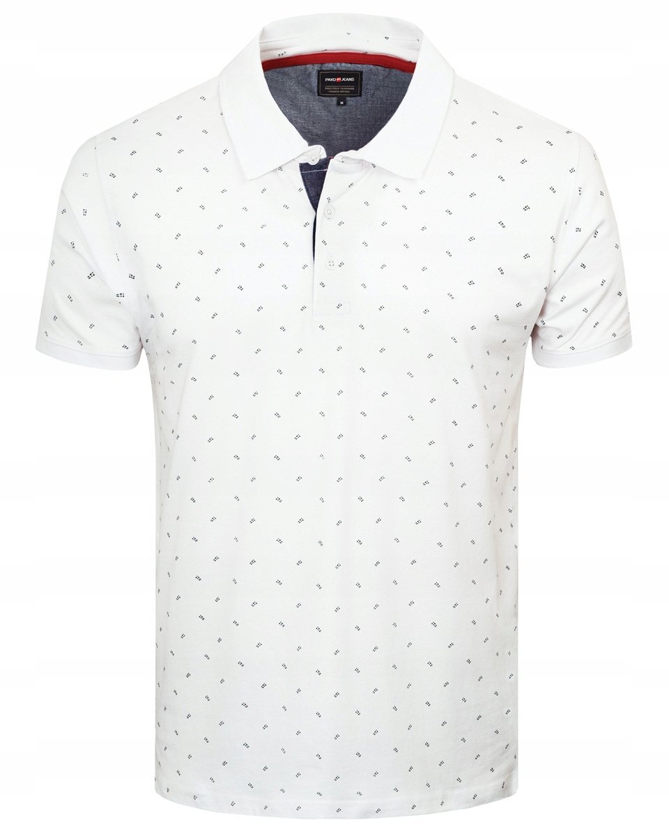 POLO Koszulka Męska BIAŁA Gruba Bawełna Elegancka K2 Pako Jeans
