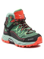 Buty trekkingowe dziecięce - Salewa Trekkingi Jr Alp Trainer MId Gtx GORE-TEX 5960 Zielony - miniaturka - grafika 1