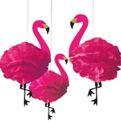 Dekoracje sali - Amscan Pompony Flamingi, Aloha Party, 3 szt. PP/0622-A - miniaturka - grafika 1