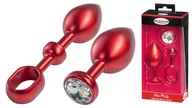 Korki analne - Boss Of Toys MALESATION Alu-Plug with handle & crystal large, red 38-257839 - miniaturka - grafika 1