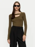 Bluzki damskie - Brave Soul Bluzka LLT-248NALA Khaki Slim Fit - miniaturka - grafika 1