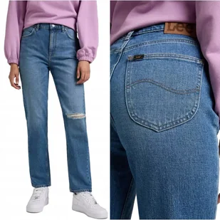 Lee CAROL STRAIGHT MidTrashed MOM JEANS W27 L35 - Spodnie damskie - miniaturka - grafika 1