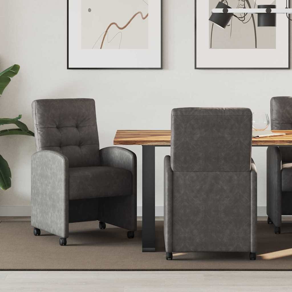 vidaXL vidaXL Krzesełka jadalne na kółkach 2 pcs Czarny 58 x 67 x 97 cm