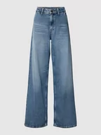 Spodnie damskie - Jeansy o kroju wide fit z detalami z logo - miniaturka - grafika 1