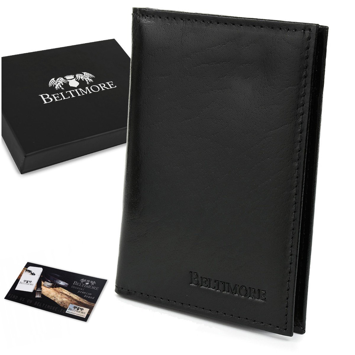 Etui na dokumenty karty czarne skórzane slim Beltimore G95 czarny