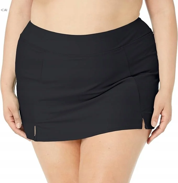 MAXINE OF HOLLYWOOD CZARNE FIGI KĄPIELOWE PLUS SIZE GŁADKIE 48 7DA