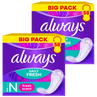 Zestaw Always Dailies Fresh Protect, wkładki higieniczne, Normal, 2 x 58 sztuk - Wkładki higieniczne - miniaturka - grafika 1