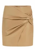 Spódnice - Guess Beżowa Mini Spódnica z Efektem Drapowania i Zamkiem S Gma - GUESS - miniaturka - grafika 1
