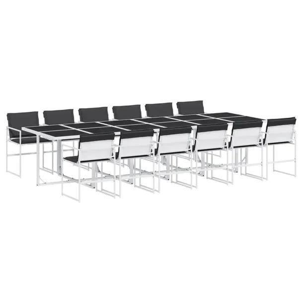 Zestaw mebli ogrodowych biały, stół 330 x 107 x 72 cm, krzesło 50,5 x 5