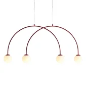 Lampy sufitowe - Skandynawska lampa wisząca UNA 1116L15_S kulista szklana czerwona - miniaturka - grafika 1