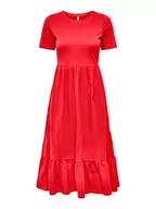 Sukienki - ONLY ONLMAY S/S Peplum Calf Dress Box JRS, sukienka High Risk Red, S, czerwony (high risk red), S - miniaturka - grafika 1