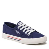 Trampki damskie - Tenisówki Pepe Jeans Brady W Basic PLS31287 Granatowy - miniaturka - grafika 1