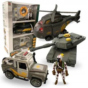 Zestaw wojskowy dla dzieci czołg helikopter jeep figurka dźwięki światło - Zabawki militarne - miniaturka - grafika 1