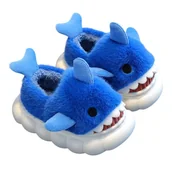 Skarpetki dla dzieci - Kapcie Dziecięce Dziecięce Z Ociepleniem Wygodne Lekkie Miękkie Antypoślizgowe Domowe Przedszkolne Urocze Z Rekinem Blue Pełne Rico 34/35 - miniaturka - grafika 1