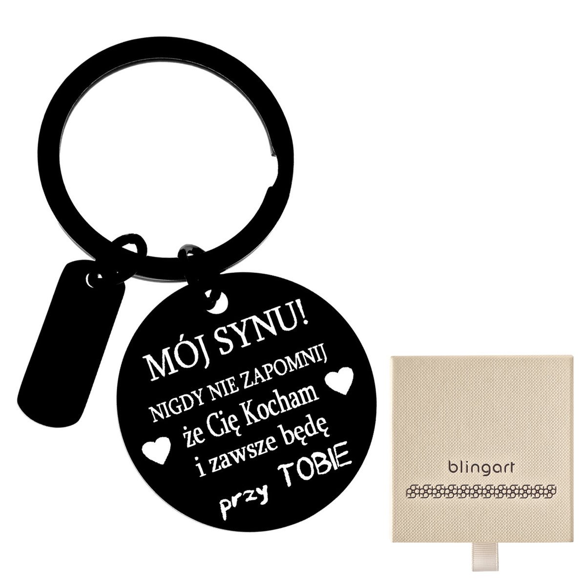 Brelok do kluczy zawieszka GRAWER czarny STAL 316L