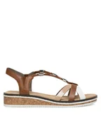 Sandały damskie - Rieker Sandały V3657-81 Brązowy - miniaturka - grafika 1