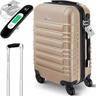 Walizki - WALIZKA PODRÓŻNA NA KÓŁKACH ABS ZAMEK SZYFROWY ZŁOTA BEŻOWA 120 L - miniaturka - grafika 1