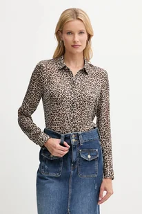 Guess koszula CLOUIS damska kolor beżowy regular z kołnierzykiem klasycznym W5YH0X WDW82 - Koszule damskie - miniaturka - grafika 1