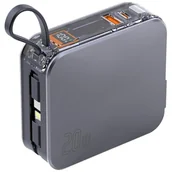 Powerbanki - Powerbank 4smarts Lucid 3in1 Hybrid Charger 10000mAh 20W z wbudowanym kablem USB-C / Lightning srebrny 541287 - miniaturka - grafika 1