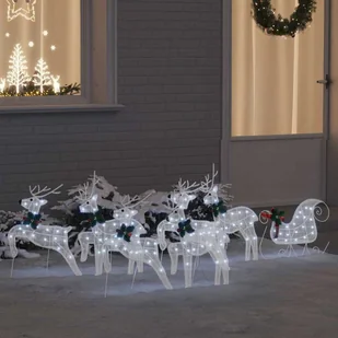 vidaXL LED Renifery 7 pcs Biały tkanina - Ozdoby bożonarodzeniowe - miniaturka - grafika 1