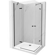 Kabiny prysznicowe - Mexen Roma Duo kabina prysznicowa uchylna 90x80 cm, transparent, czarna + brodzik Flat - miniaturka - grafika 1