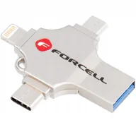 Pendrive - Pendrive 128GB USB 3.2 Gen 1 USB A / USB C / Lightning / Micro USB Forcell F-Data Metal Quad srebrny - miniaturka - grafika 1