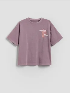 Reserved - Bawełniany t-shirt oversize - fioletowy - Koszulki dla chłopców - miniaturka - grafika 1