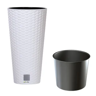 Doniczka okrągła wysoka rattan 25x25x47,6 cm biały - Donice - miniaturka - grafika 1