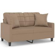 Sofy i kanapy - 2-osobowa sofa z poduszkami, cappuccino, 120 cm, sztuczna skóra Lumarko! - miniaturka - grafika 1