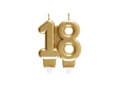Dekoracje i nakrycia stołu na imprezę - Świeczka na 18-tkę złota - 7,5 cm - 1 szt. - miniaturka - grafika 1