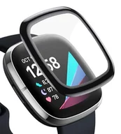 Akcesoria do smartwatchy - Szkło Hybrydowe Full Glue 5D Do Fitbit Sense Czarny - miniaturka - grafika 1
