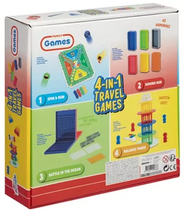 Grafix Zestaw Gier podróżnych 4w1 domino, wieża, statki, zakręć i uciekaj 00062 - Gry planszowe - miniaturka - grafika 1