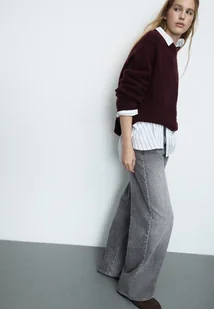 Stradivarius D91 Jeansy low wide leg SZARY DENIM 34 - Spodnie damskie Stradivarius D91 Jeansy low wide leg SZARY DENIM 34 - Spodnie damskie - miniaturka - grafika 1