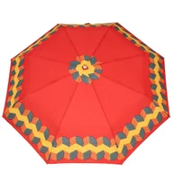 Parasole - Elegancka parasolka damska automatyczna z wzorem "tarcze na czerwonym" - miniaturka - grafika 1