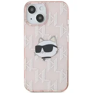 Etui i futerały do telefonów - Karl Lagerfeld KLHCP14SHKLPCHP iPhone 14 / 15 / 13 6.1" różowy/pink hardcase IML Choupette Head & Monogram - miniaturka - grafika 1