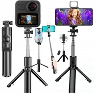 Selfie stick - Selfie Stick Led +gopro Rozsuwany Kijek Tripod Obrotowy Trójnóg Do Telefonu - miniaturka - grafika 1
